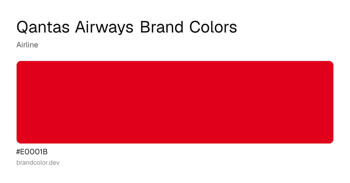 Qantas Airways brand color palette with hex codes: #E0001B