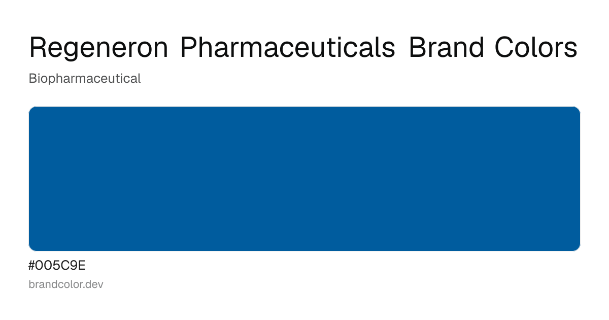 Regeneron Pharmaceuticals brand color palette with hex codes: #005C9E