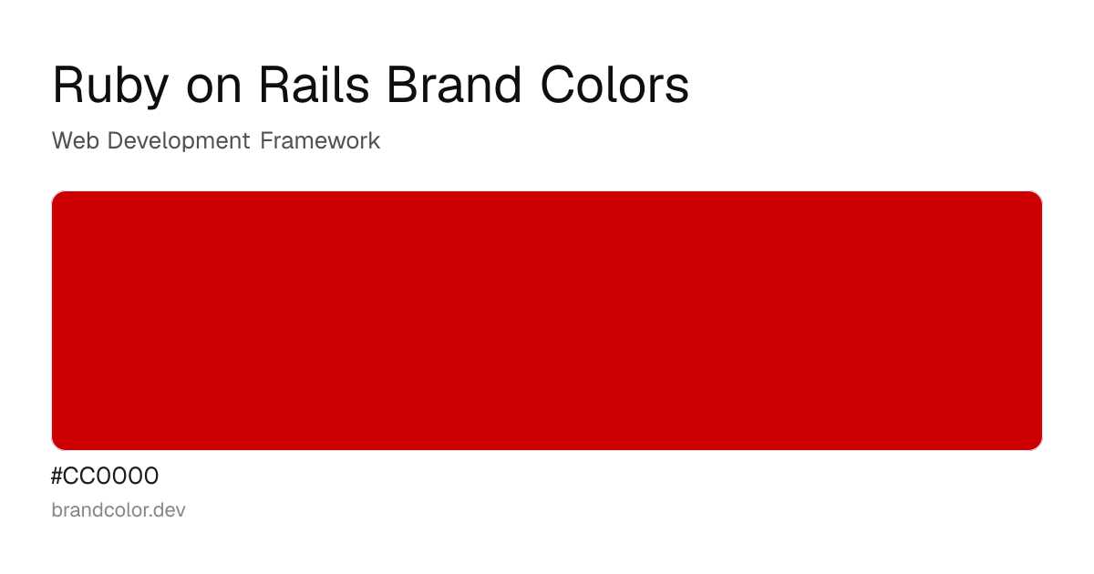 Ruby on Rails brand color palette with hex codes: #CC0000