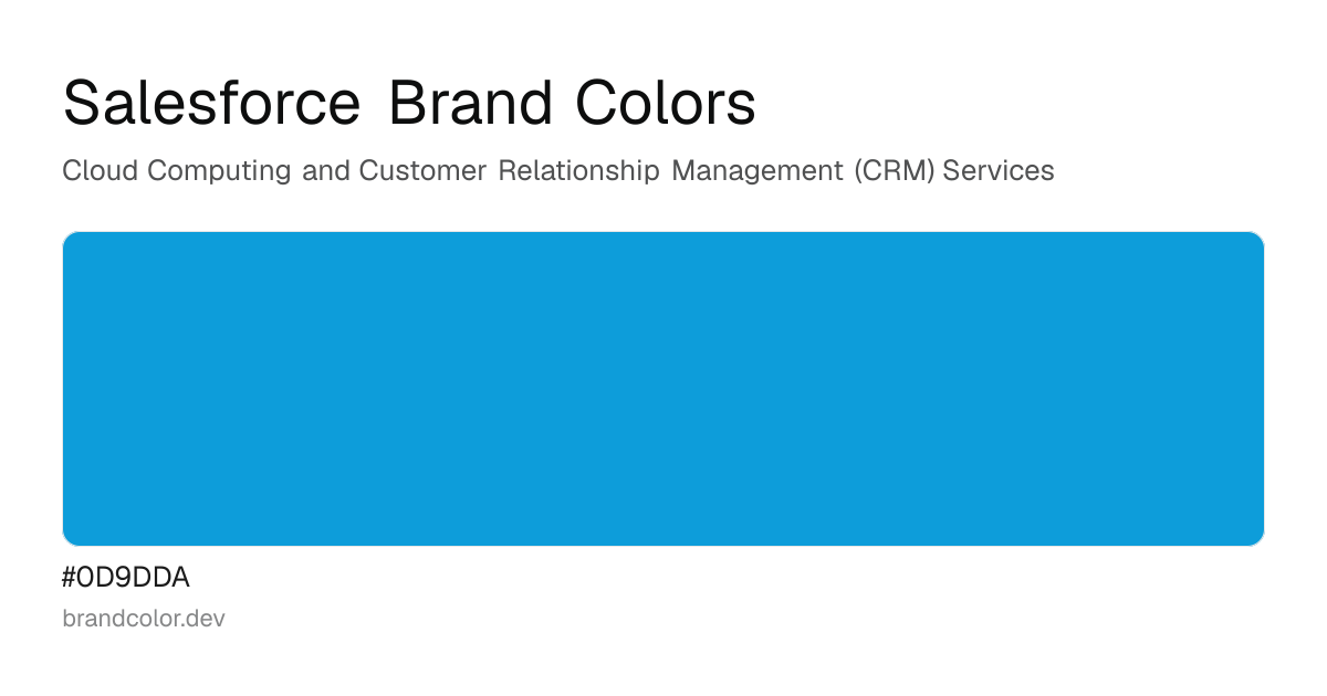 Salesforce brand color palette with hex codes: #0D9DDA