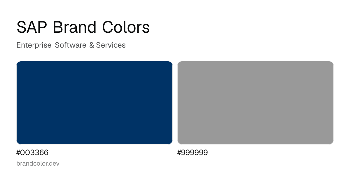 SAP brand color palette with hex codes: #003366, #999999