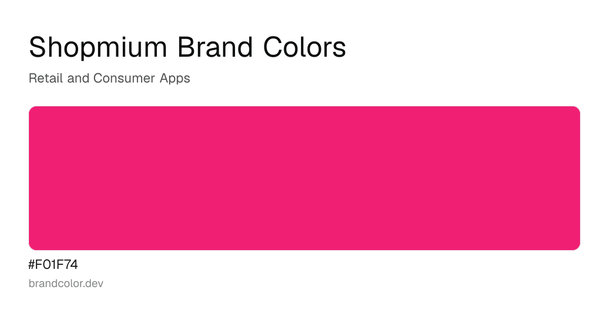 Shopmium brand color palette with hex codes: #F01F74