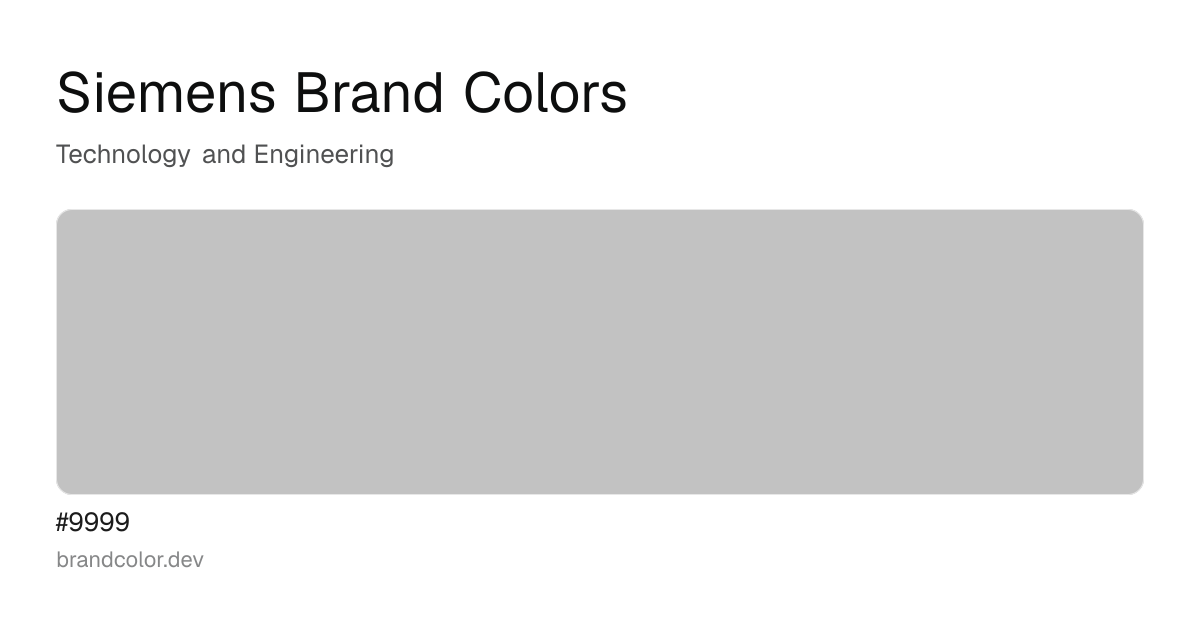 Siemens brand color palette with hex codes: #9999
