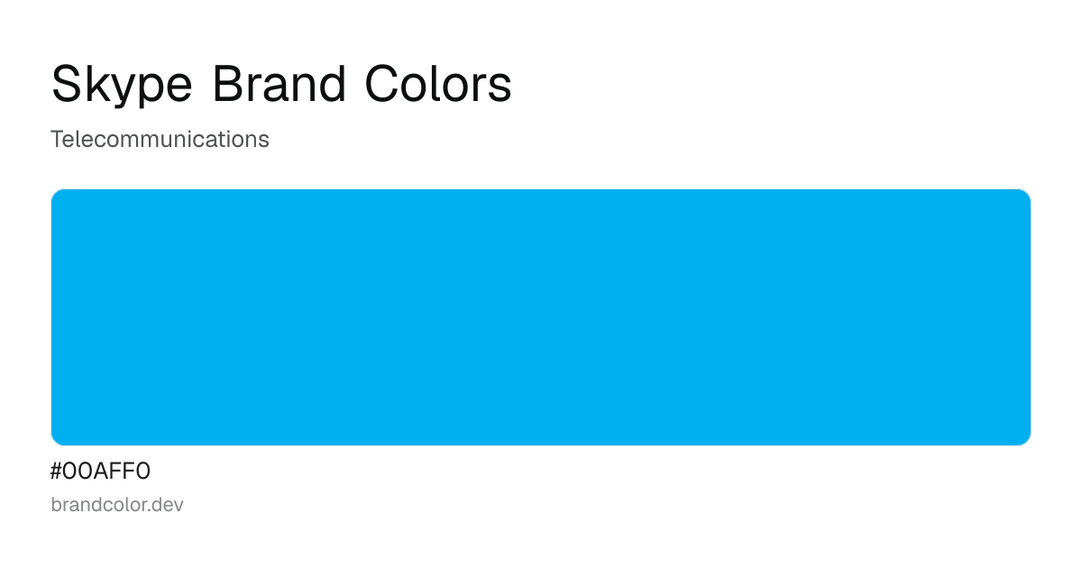 Skype brand color palette with hex codes: #00AFF0