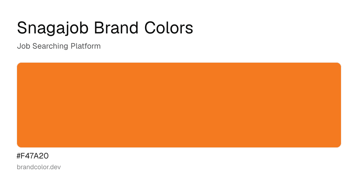 Snagajob brand color palette with hex codes: #F47A20