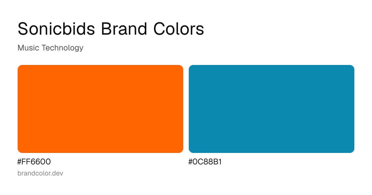 Sonicbids brand color palette with hex codes: #FF6600, #0C88B1