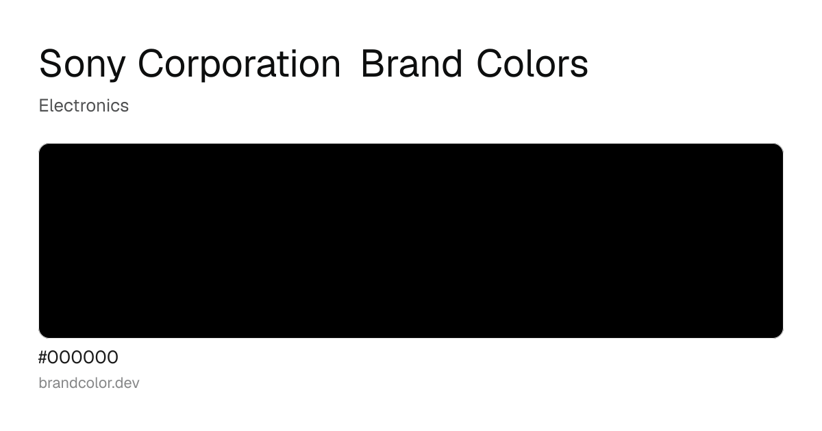 Sony Corporation brand color palette with hex codes: #000000