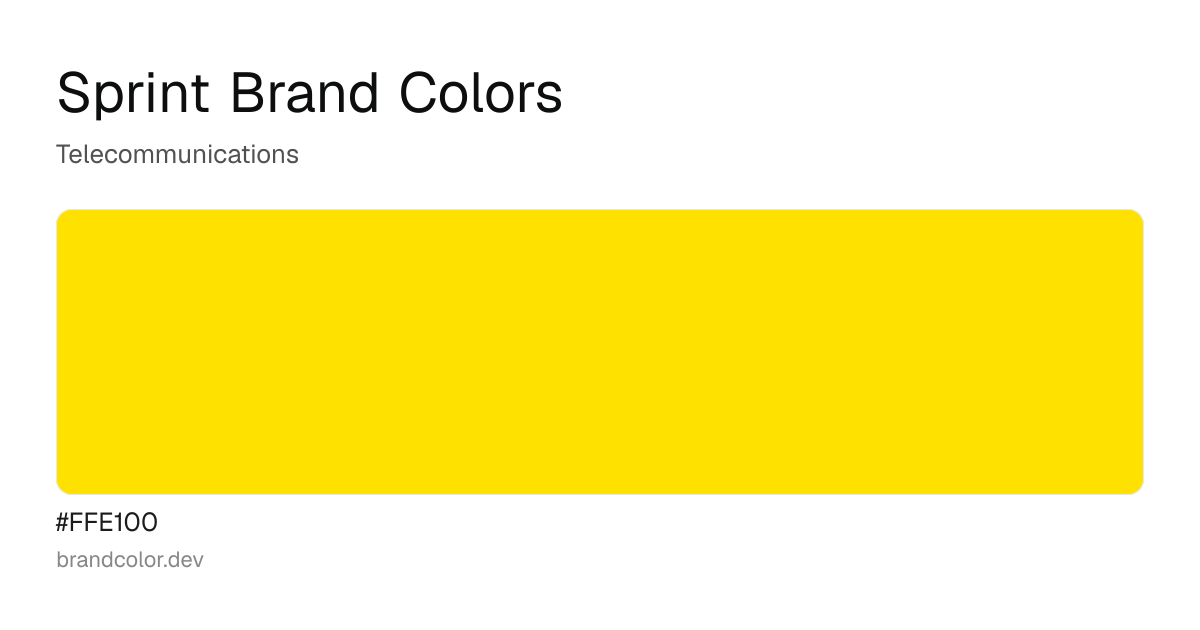 Sprint brand color palette with hex codes: #FFE100