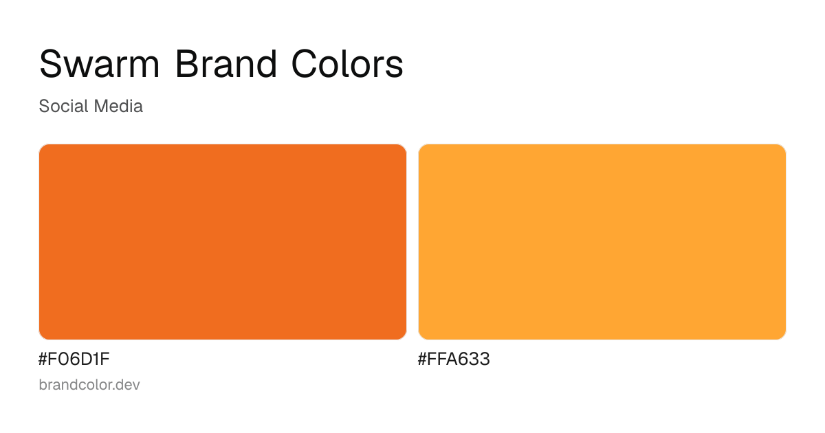 Swarm brand color palette with hex codes: #F06D1F, #FFA633
