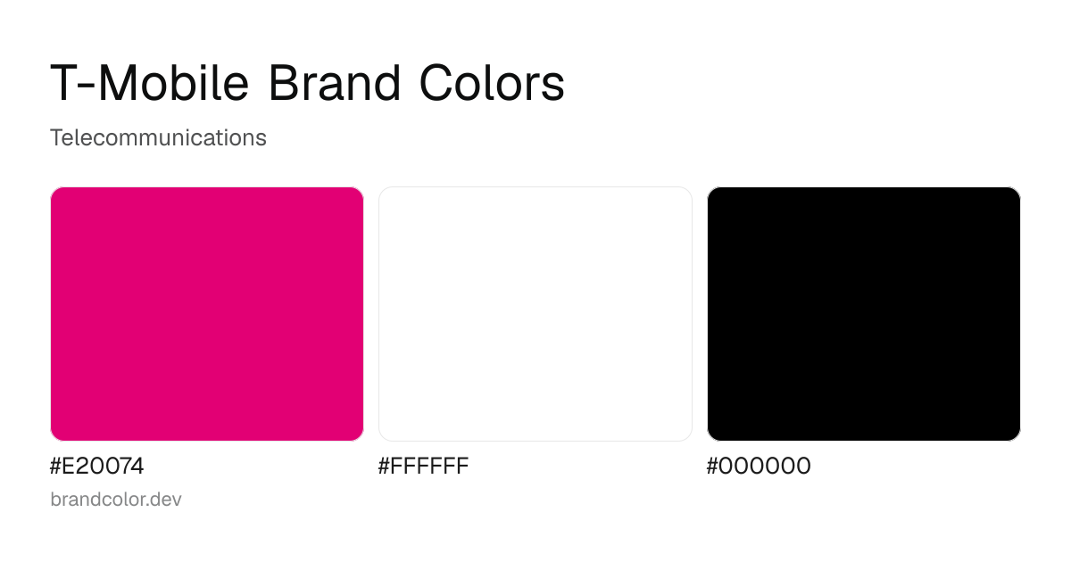 T-Mobile brand color palette with hex codes: #E20074, #FFFFFF, #000000