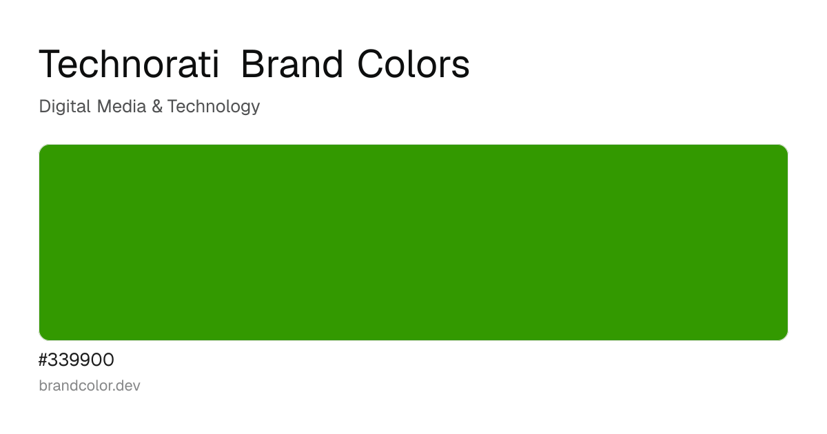 Technorati brand color palette with hex codes: #339900
