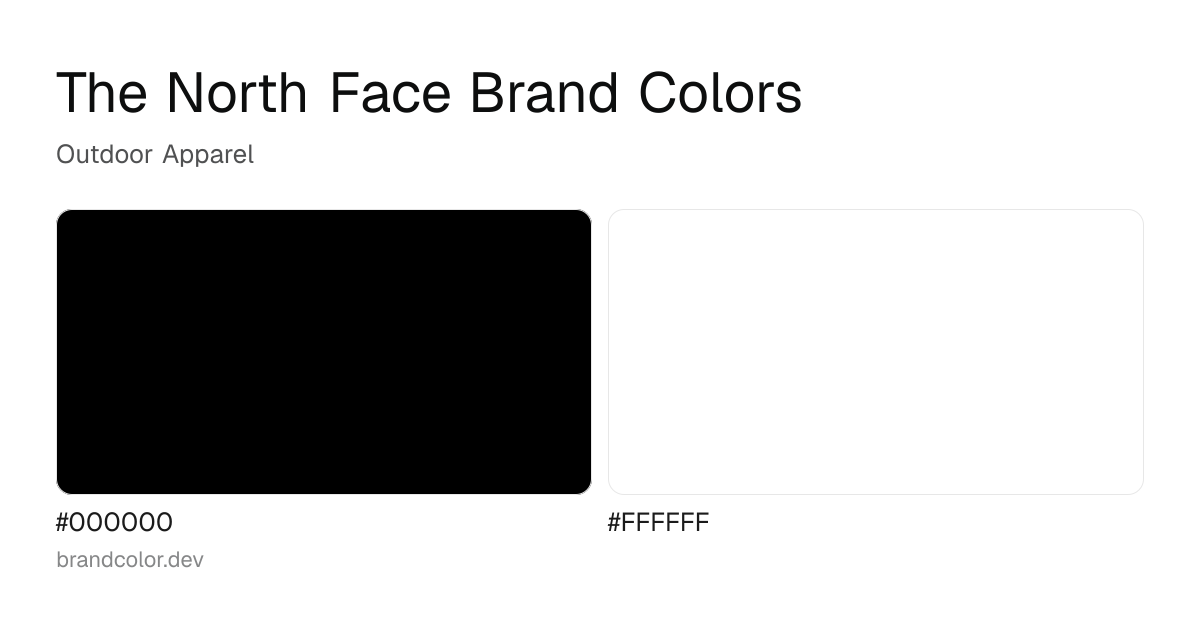 The North Face brand color palette with hex codes: #000000, #FFFFFF