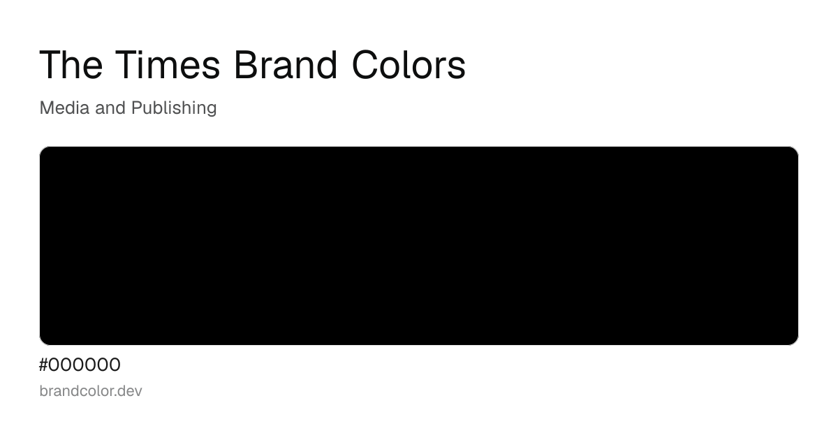 The Times brand color palette with hex codes: #000000