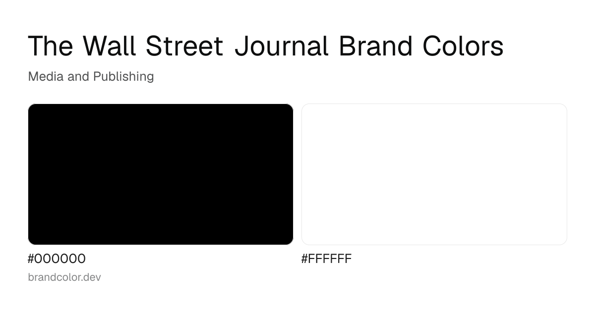 The Wall Street Journal brand color palette with hex codes: #000000, #FFFFFF