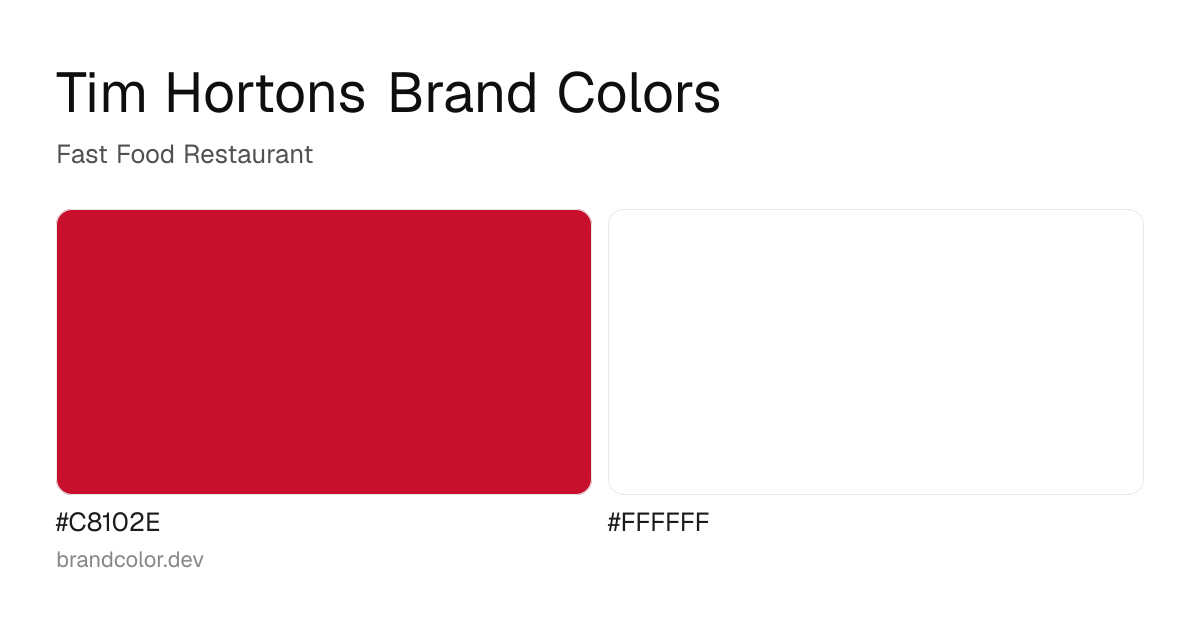 Tim Hortons brand color palette with hex codes: #C8102E, #FFFFFF