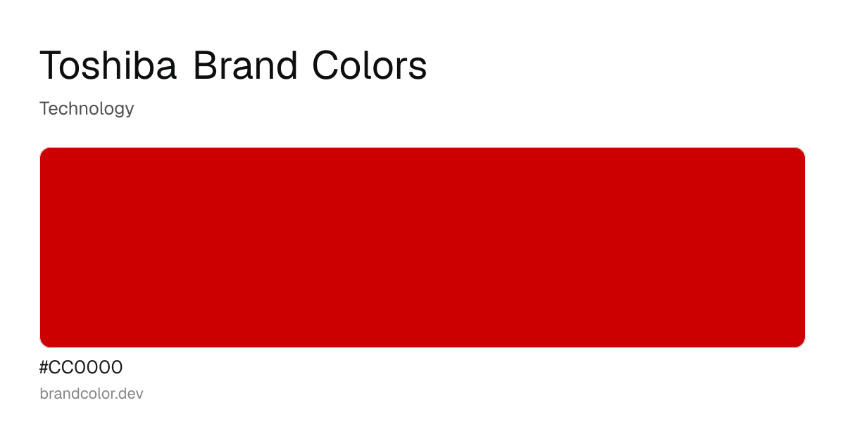 Toshiba brand color palette with hex codes: #CC0000