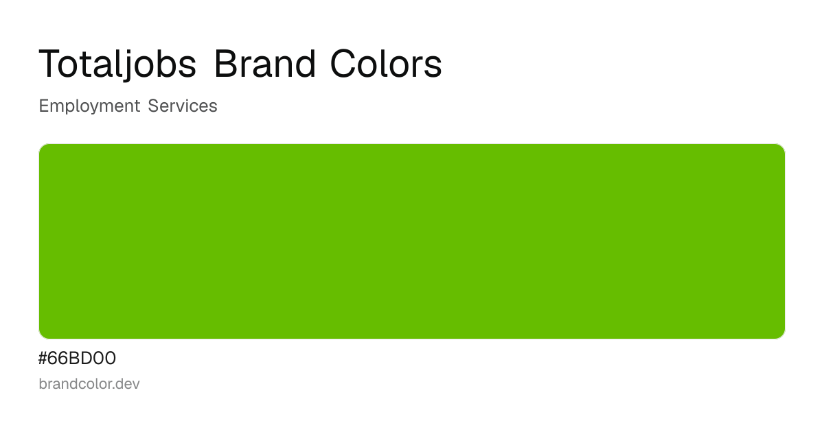 Totaljobs brand color palette with hex codes: #66BD00