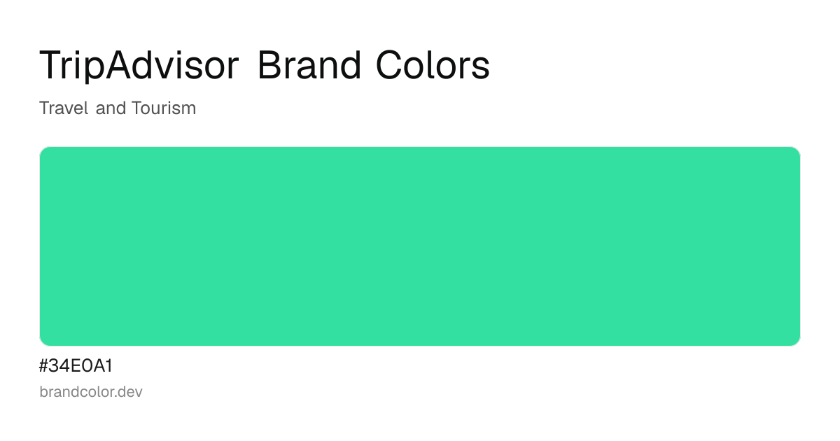 TripAdvisor brand color palette with hex codes: #34E0A1