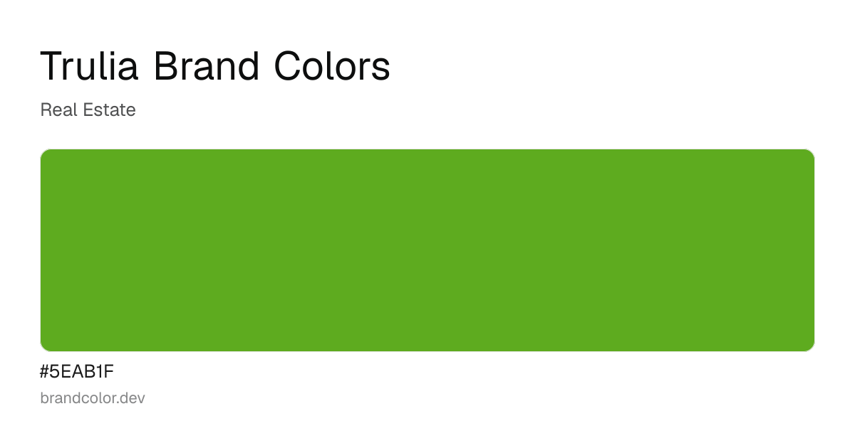 Trulia brand color palette with hex codes: #5EAB1F