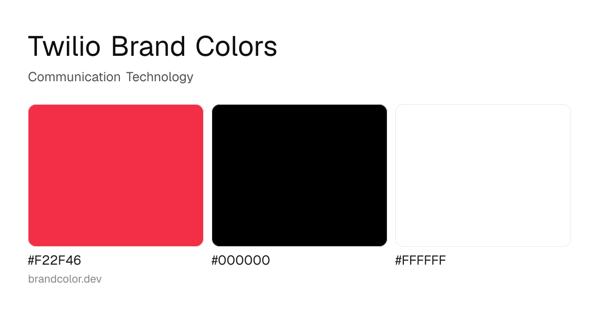 Twilio brand color palette with hex codes: #F22F46, #000000, #FFFFFF