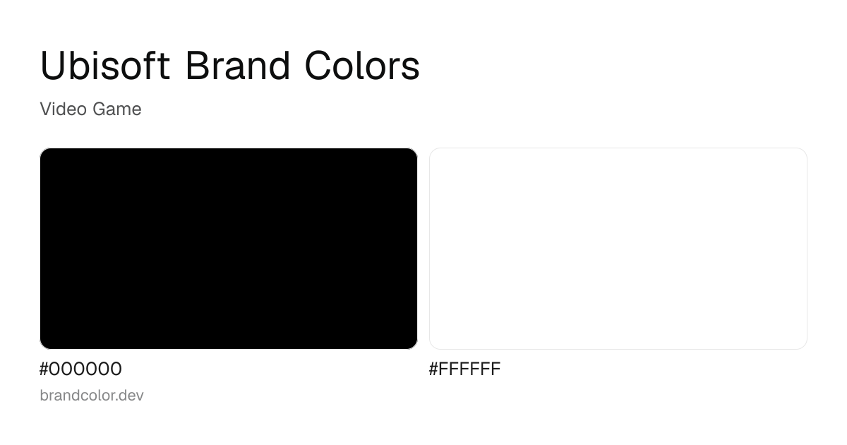 Ubisoft brand color palette with hex codes: #000000, #FFFFFF