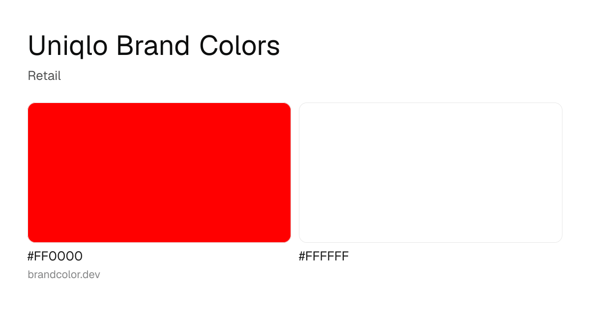 Uniqlo brand color palette with hex codes: #FF0000, #FFFFFF