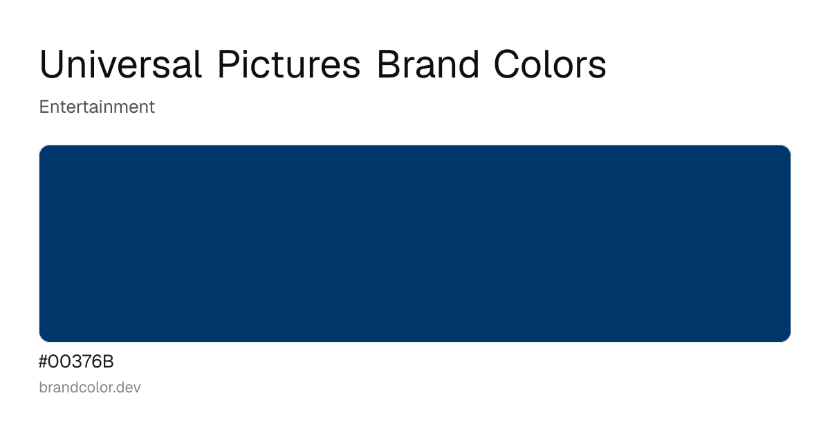 Universal Pictures brand color palette with hex codes: #00376B