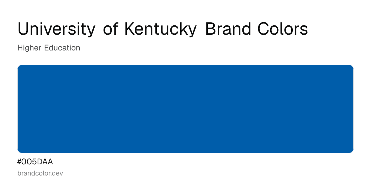 University of Kentucky brand color palette with hex codes: #005DAA
