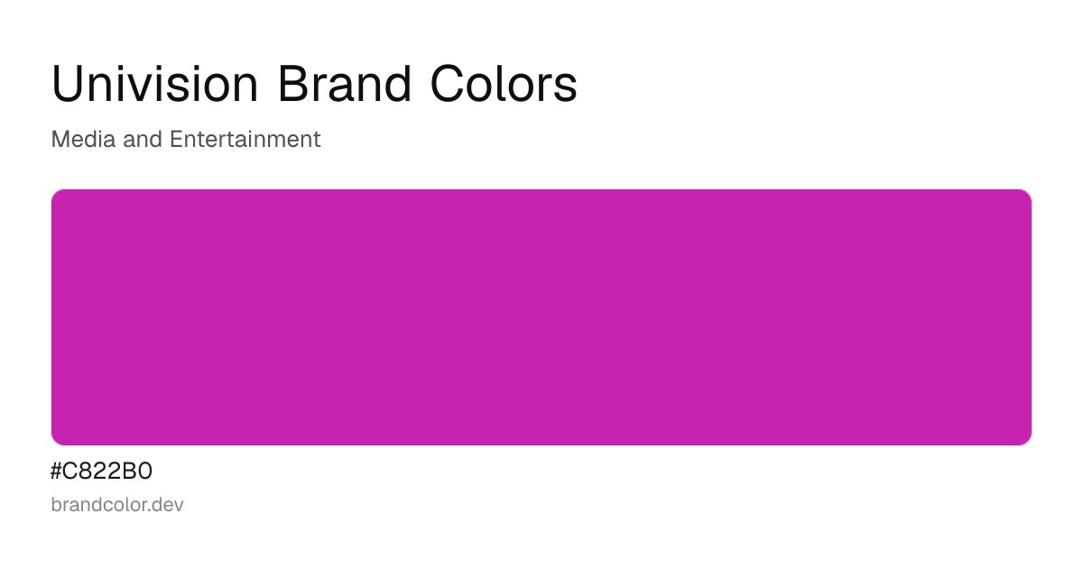 Univision brand color palette with hex codes: #C822B0