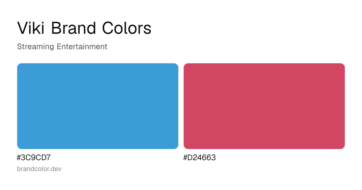 Viki brand color palette with hex codes: #3C9CD7, #D24663