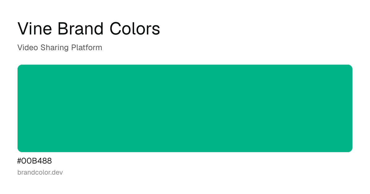 Vine brand color palette with hex codes: #00B488