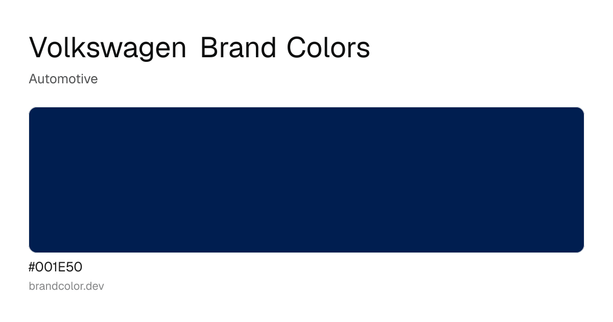 Volkswagen brand color palette with hex codes: #001E50