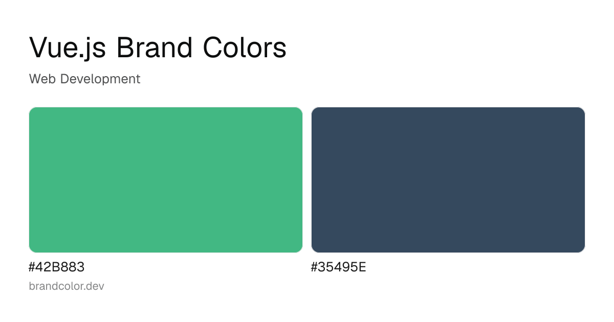 Vue.js brand color palette with hex codes: #42B883, #35495E