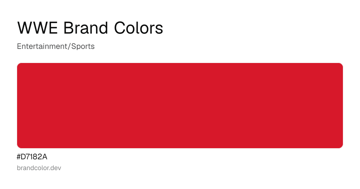 WWE brand color palette with hex codes: #D7182A