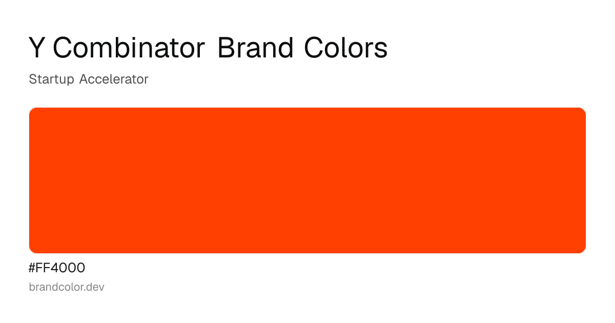 Y Combinator brand color palette with hex codes: #FF4000