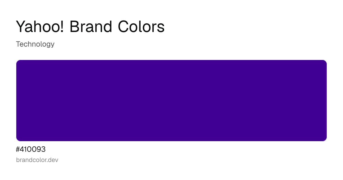 Yahoo! brand color palette with hex codes: #410093