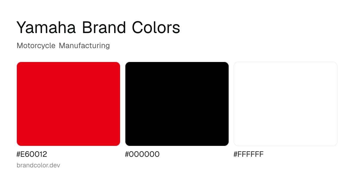 Yamaha brand color palette with hex codes: #E60012, #000000, #FFFFFF
